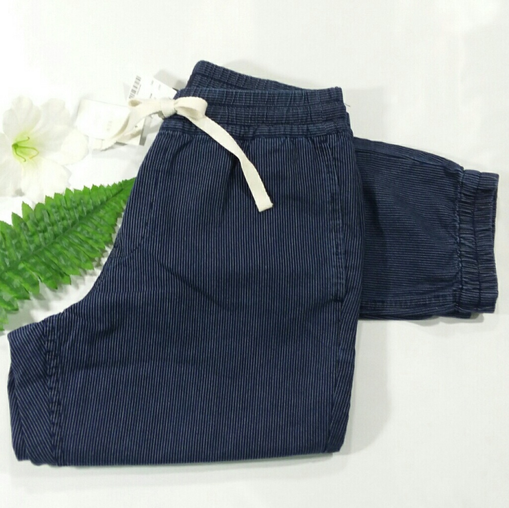 NWT J.Crew DENIM Striped Stadium Pants/ Jeans
